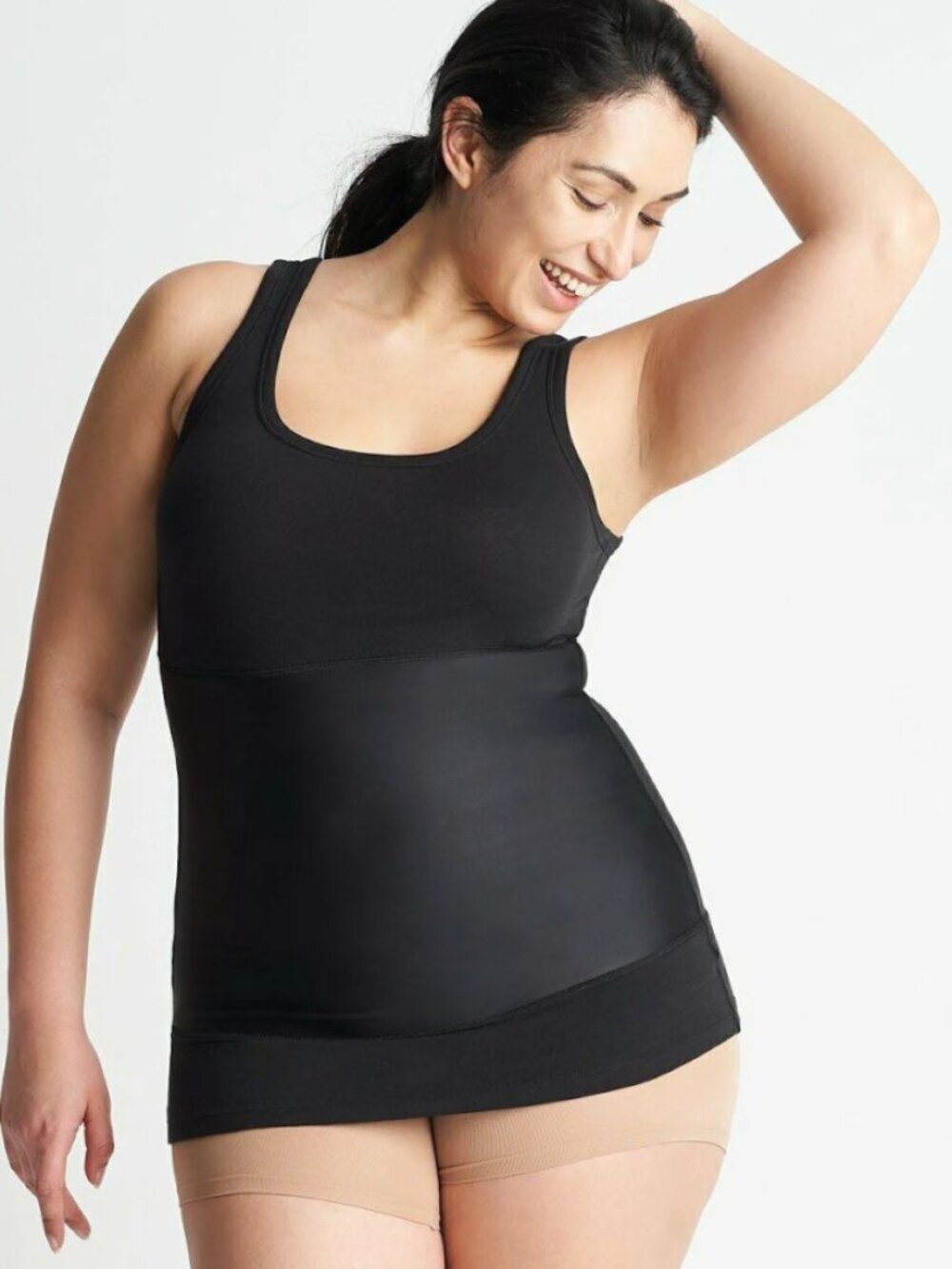 Yummie Tummie Boyfriend 3-Panel Shapewear Black Tank Top Size 1X